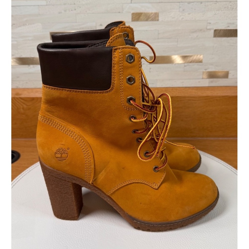 Women's Timberland GLANCY 6" Boots, Wheat Nubuck TB08715A Size 7.5 - Picture 3 of 7